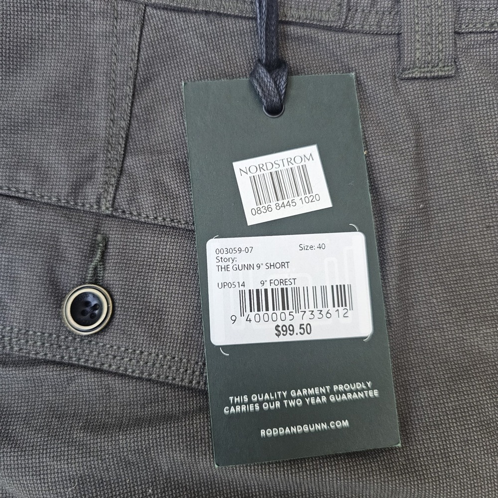 NWT Rodd & Gunn Forest‎ Green Original Fit 9" Inseam Cotton Shorts Mens 40 - Picture 3 of 10